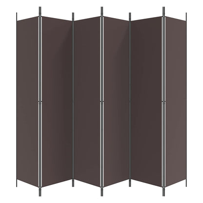 6-Panel Room Divider Brown 300x220 cm Fabric
