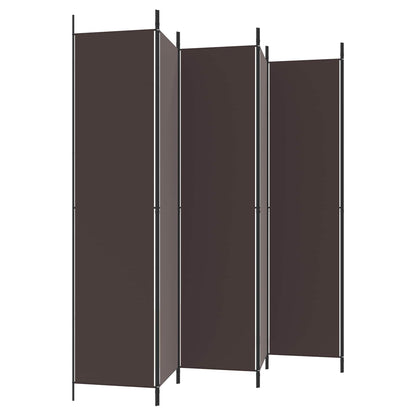 6-Panel Room Divider Brown 300x220 cm Fabric