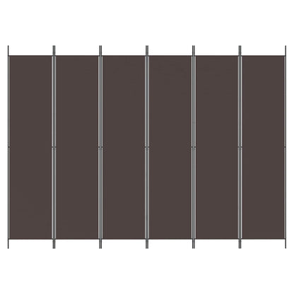 6-Panel Room Divider Brown 300x220 cm Fabric