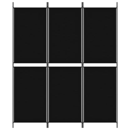 3-Panel Room Divider Black 150x180 cm Fabric