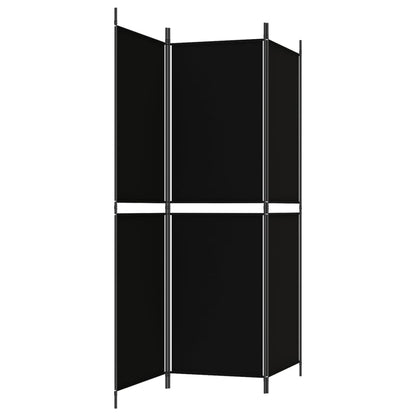 3-Panel Room Divider Black 150x180 cm Fabric