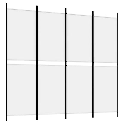 4-Panel Room Divider White 200x180 cm Fabric