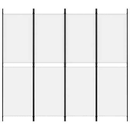 4-Panel Room Divider White 200x180 cm Fabric