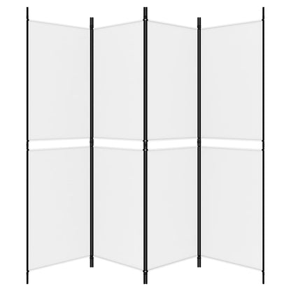 4-Panel Room Divider White 200x180 cm Fabric