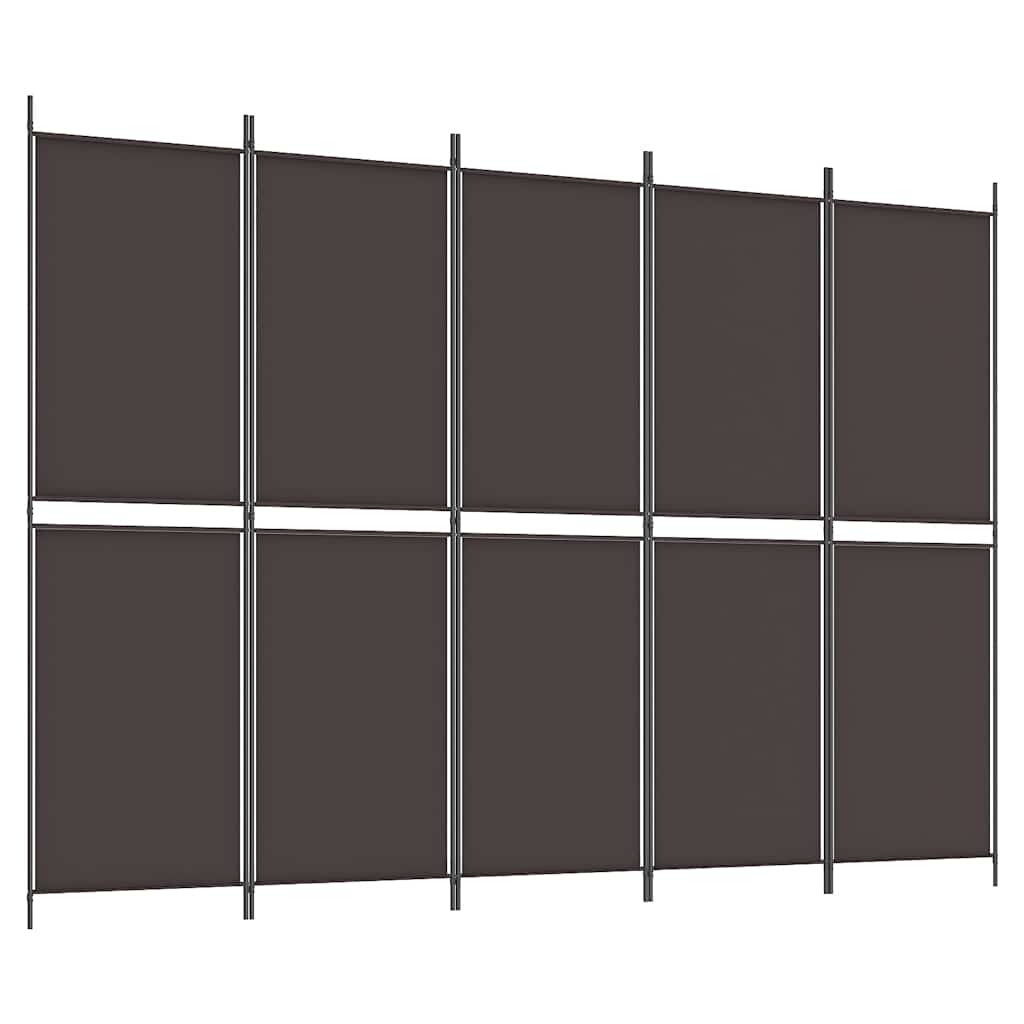 5-Panel Room Divider Brown 250x180 cm Fabric