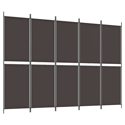 5-Panel Room Divider Brown 250x180 cm Fabric