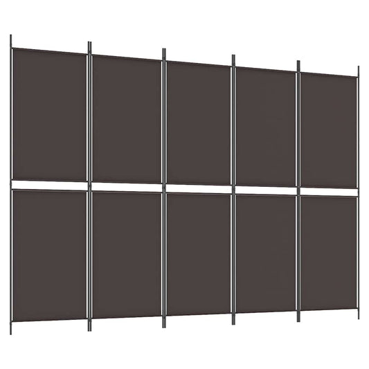 5-Panel Room Divider Brown 250x180 cm Fabric