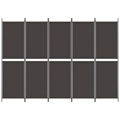 5-Panel Room Divider Brown 250x180 cm Fabric