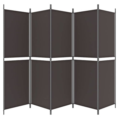 5-Panel Room Divider Brown 250x180 cm Fabric