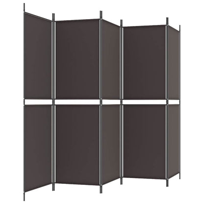 5-Panel Room Divider Brown 250x180 cm Fabric
