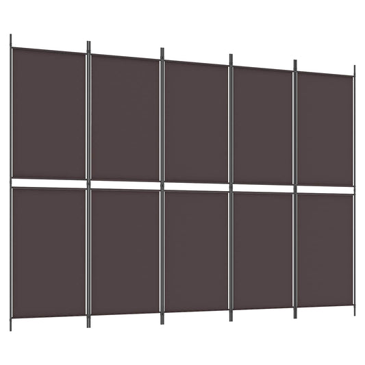 5-Panel Room Divider Brown 250x180 cm Fabric