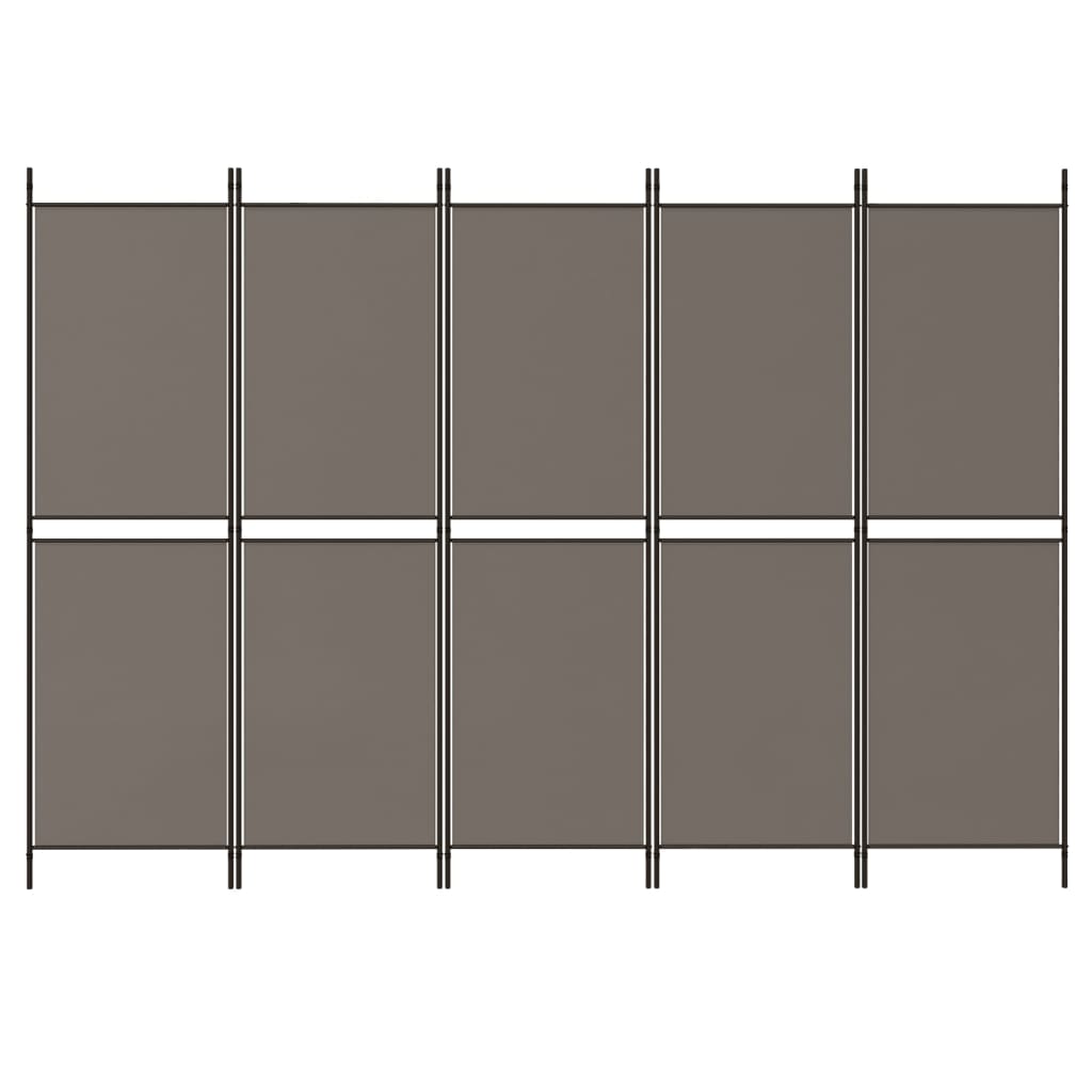 5-Panel Room Divider Anthracite 250x180 cm Fabric