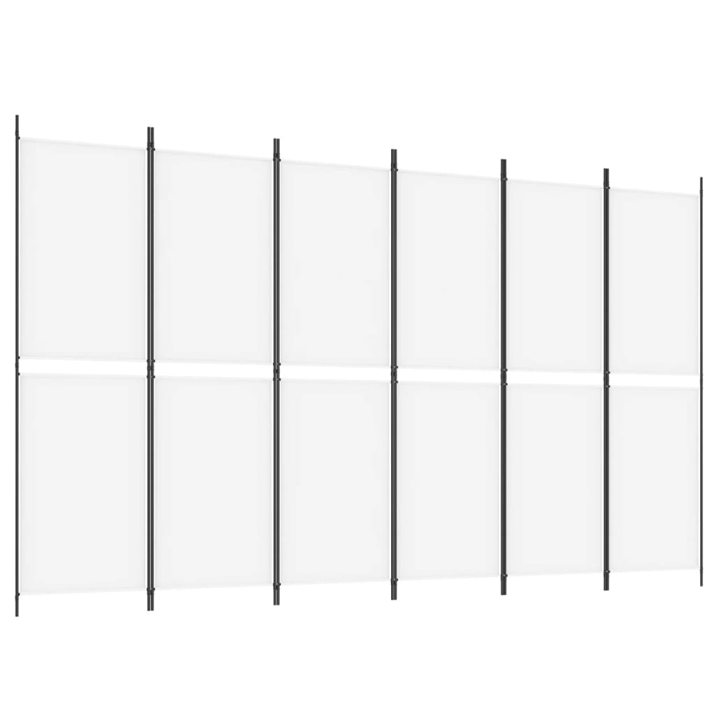 6-Panel Room Divider White 300x180 cm Fabric
