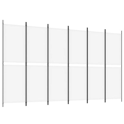 6-Panel Room Divider White 300x180 cm Fabric