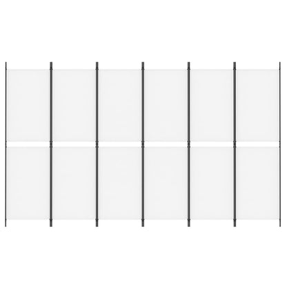 6-Panel Room Divider White 300x180 cm Fabric