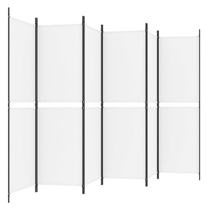 6-Panel Room Divider White 300x180 cm Fabric