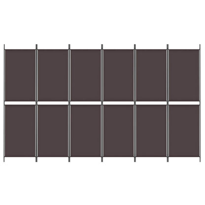 6-Panel Room Divider Brown 300x180 cm Fabric