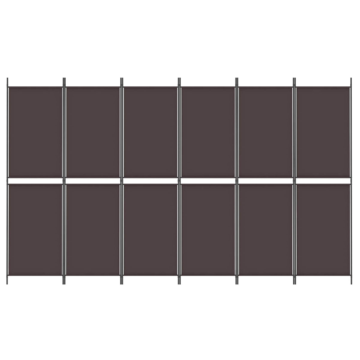 6-Panel Room Divider Brown 300x180 cm Fabric