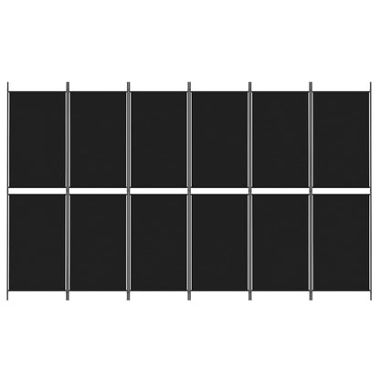 6-Panel Room Divider Black 300x180 cm Fabric