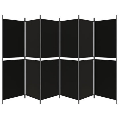 6-Panel Room Divider Black 300x180 cm Fabric