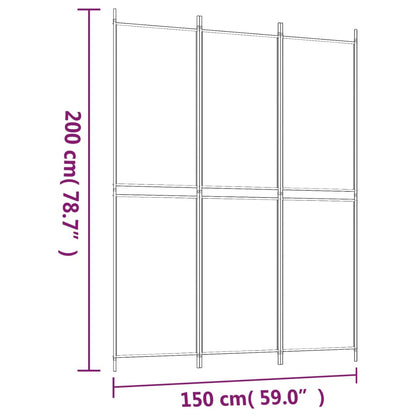 3-Panel Room Divider Brown 150x200 cm Fabric