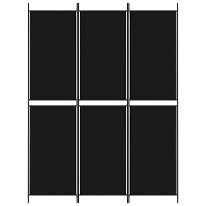 3-Panel Room Divider Black 150x200 cm Fabric