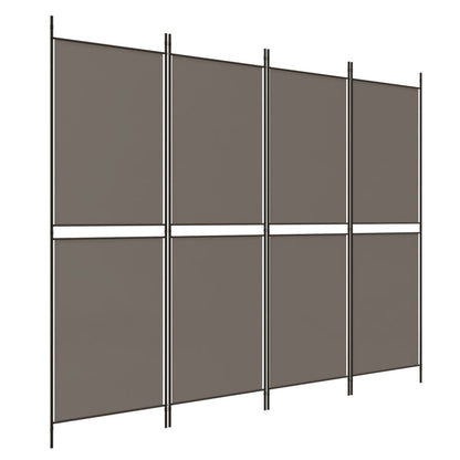 4-Panel Room Divider Anthracite 200x200 cm Fabric