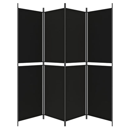 4-Panel Room Divider Black 200x200 cm Fabric