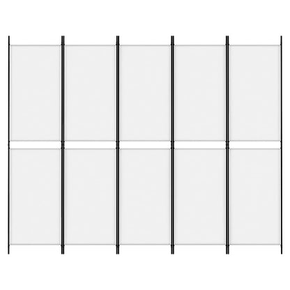 5-Panel Room Divider White 250x200 cm Fabric