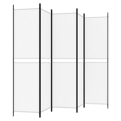 5-Panel Room Divider White 250x200 cm Fabric