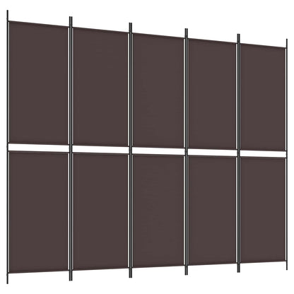 5-Panel Room Divider Brown 250x200 cm Fabric