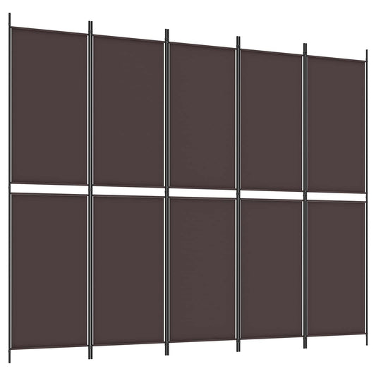 5-Panel Room Divider Brown 250x200 cm Fabric