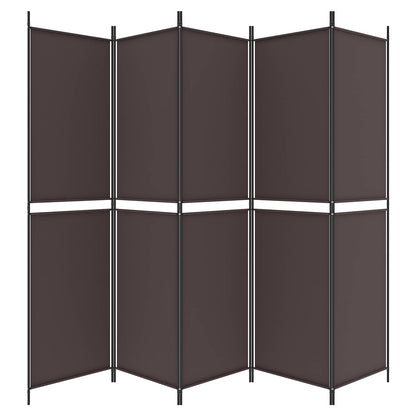 5-Panel Room Divider Brown 250x200 cm Fabric