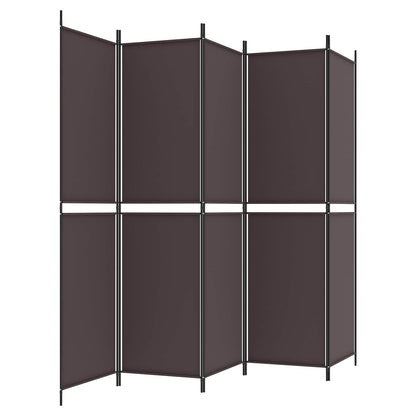5-Panel Room Divider Brown 250x200 cm Fabric