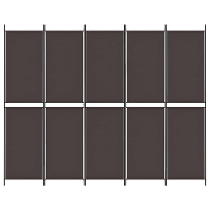 5-Panel Room Divider Brown 250x200 cm Fabric