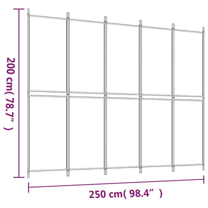 5-Panel Room Divider Anthracite 250x200 cm Fabric