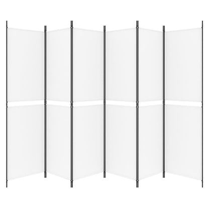 6-Panel Room Divider White 300x200 cm Fabric
