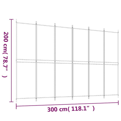 6-Panel Room Divider Brown 300x200 cm Fabric