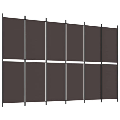 6-Panel Room Divider Brown 300x200 cm Fabric