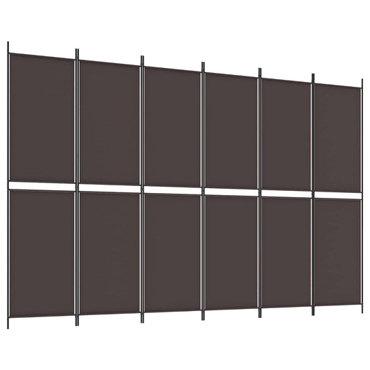 6-Panel Room Divider Brown 300x200 cm Fabric