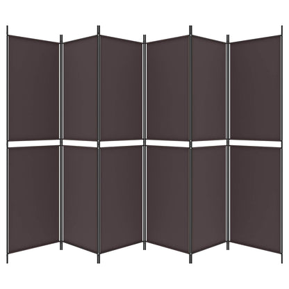 6-Panel Room Divider Brown 300x200 cm Fabric