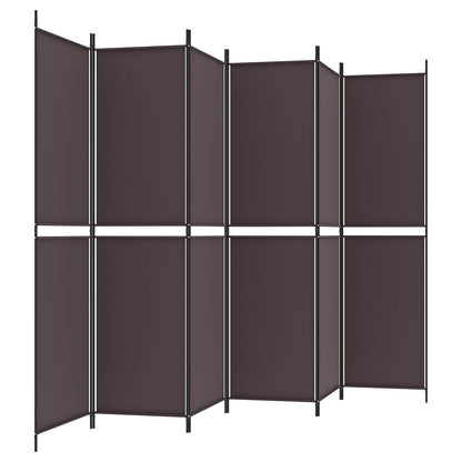 6-Panel Room Divider Brown 300x200 cm Fabric