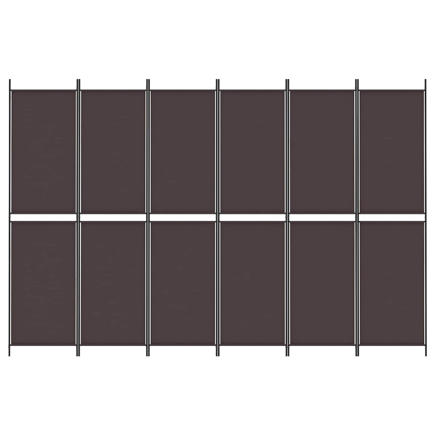 6-Panel Room Divider Brown 300x200 cm Fabric
