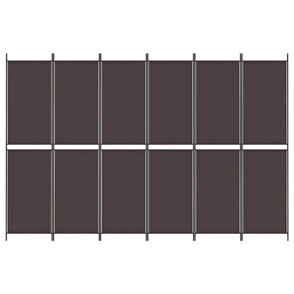 6-Panel Room Divider Brown 300x200 cm Fabric