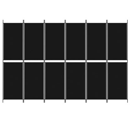 6-Panel Room Divider Black 300x200 cm Fabric