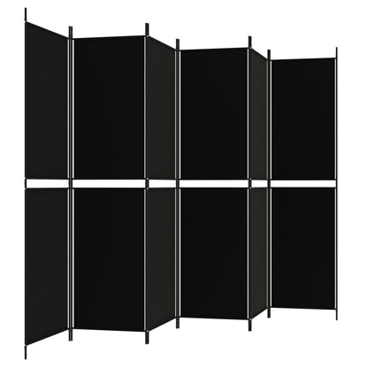 6-Panel Room Divider Black 300x200 cm Fabric