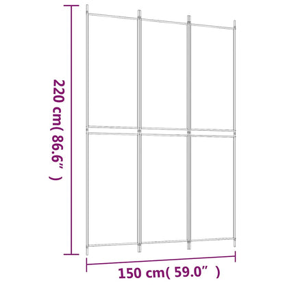 3-Panel Room Divider Brown 150x220 cm Fabric