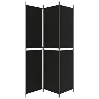 3-Panel Room Divider Black 150x220 cm Fabric