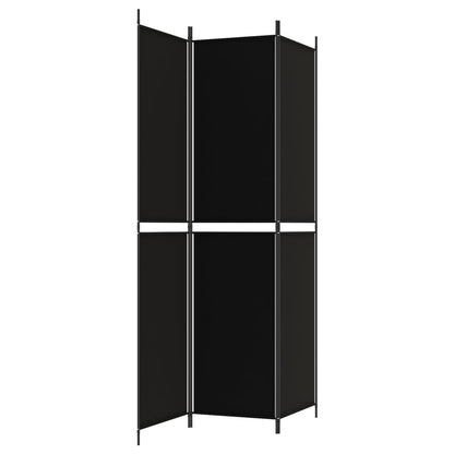 3-Panel Room Divider Black 150x220 cm Fabric