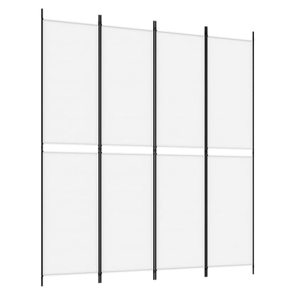 4-Panel Room Divider White 200x220 cm Fabric